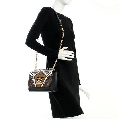 Louis Vuitton Veau Satin Monogram Twist Shoulder Bag MM Black 2 of 7