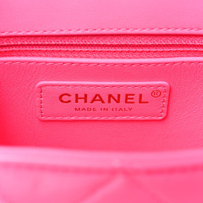 Chanel Patent Quilted CC Vani-Tea Case With Chain Neon Pink 6 of 9