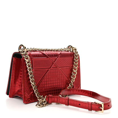Christian Dior Metallic Patent Micro-Cannage Small Diorama Flap Bag Red 2 of 11