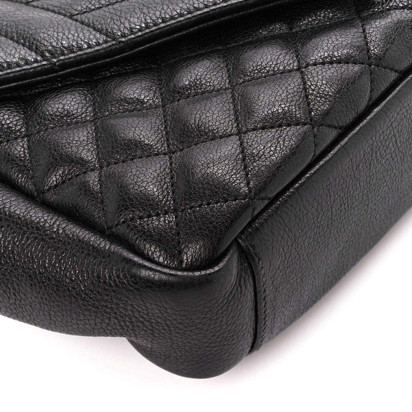 Sheepskin Tri-Quilt Monogram Medium College Bag Black