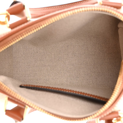 Celine Triomphe Textile Calfskin Small Boston Bag Natural Tan 5 of 10