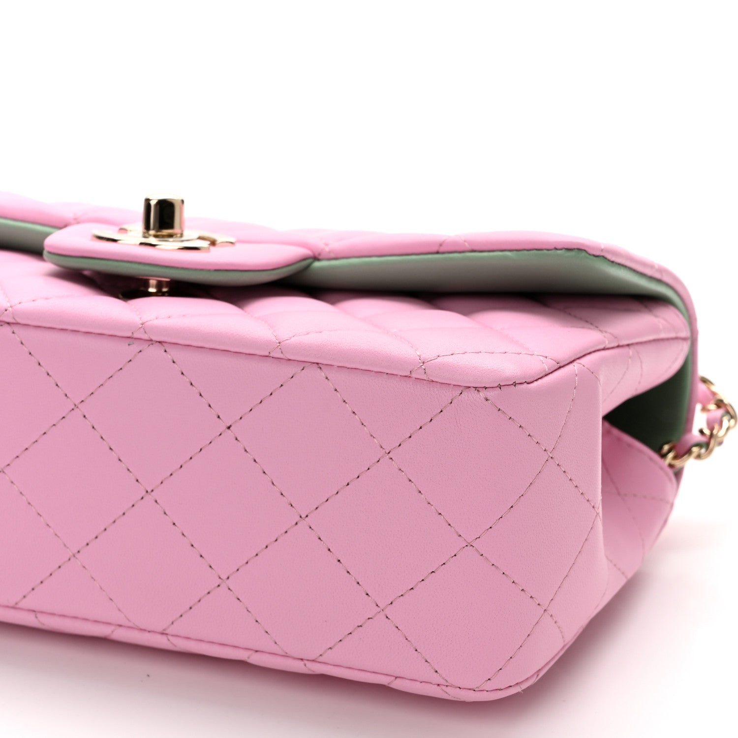 Chanel Lambskin Quilted Mini Top Handle Rectangular Flap Lilac Light Green 10 of 11