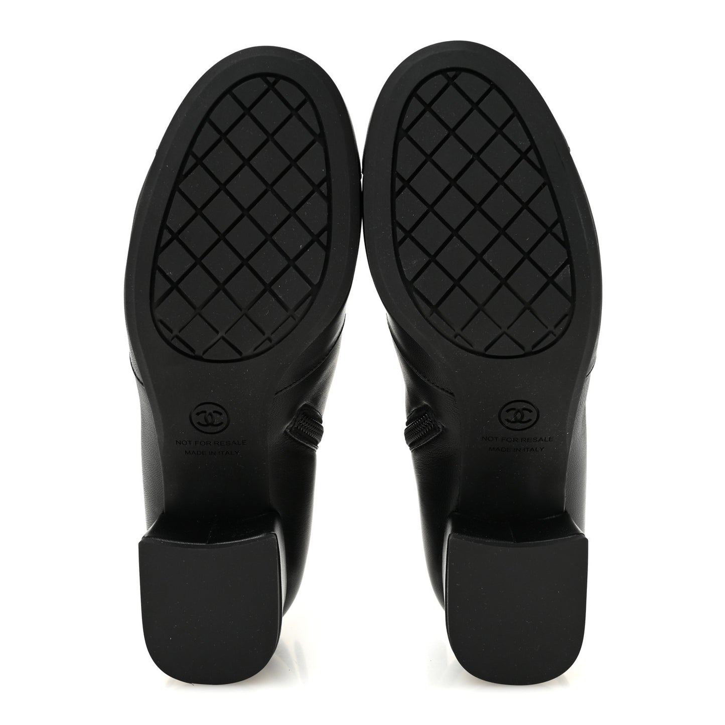 Stretch Lambskin Cap Toe CC Uniform Short Boots 36 Black