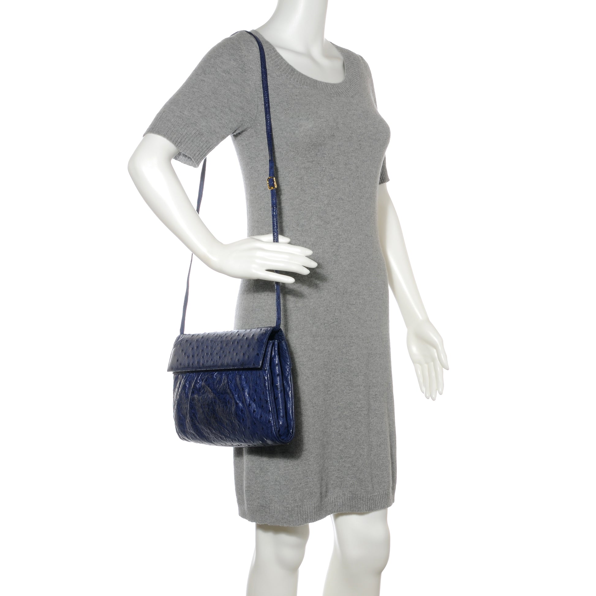 Gucci Ostrich Shoulder Bag 2 of 7