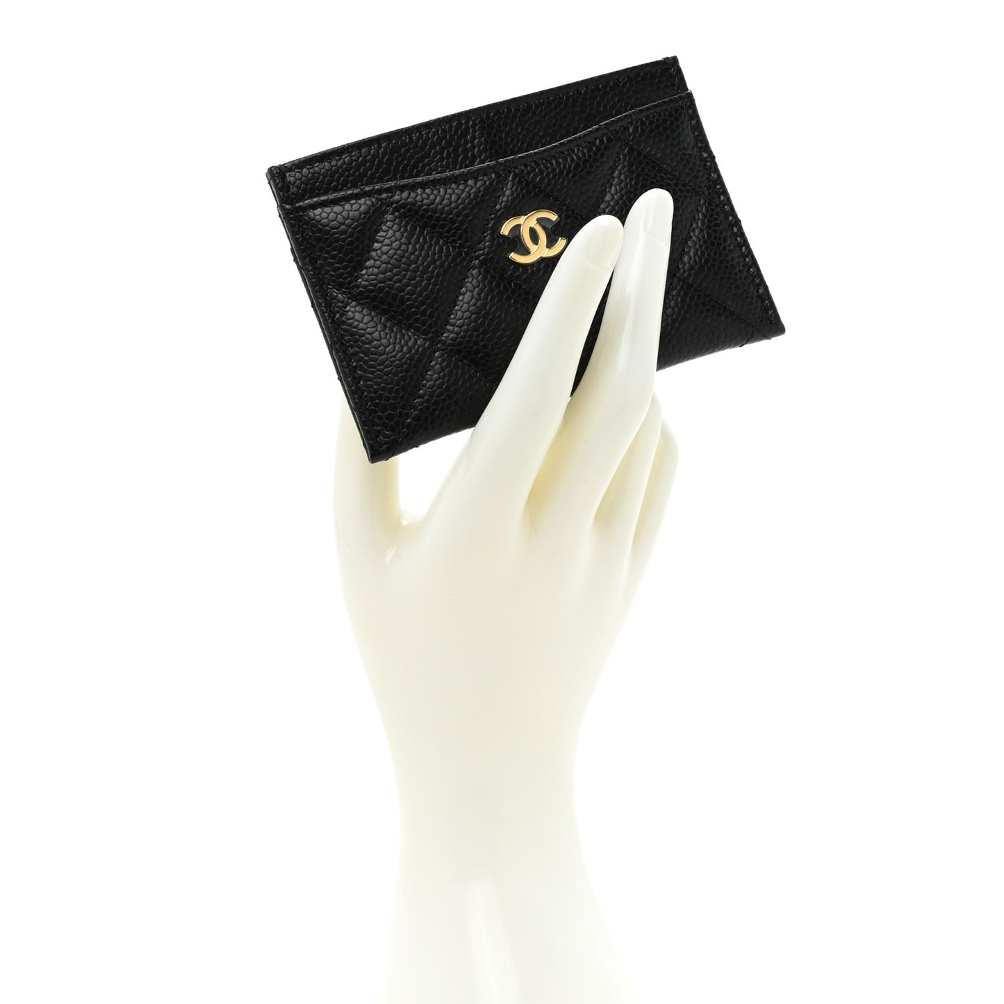Caviar Quilted Card Holder Black