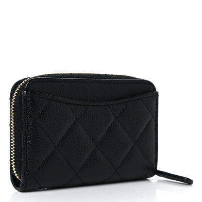 Chanel Caviar Quilted Zip Coin Purse Black 2 of 9