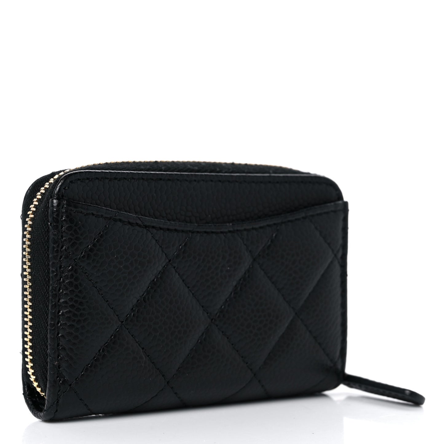 Caviar Quilted Zip Coin Purse Black
