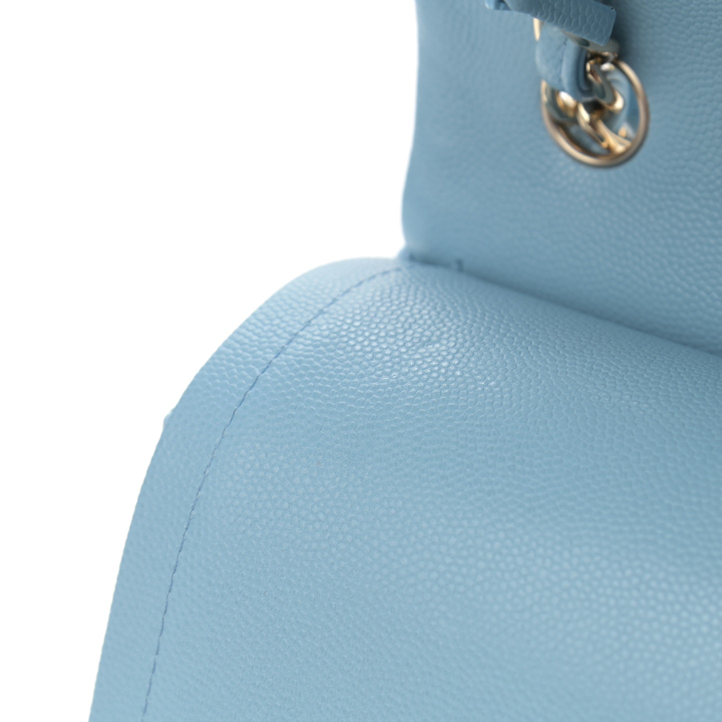 Caviar Quilted Jumbo Double Flap Light Blue