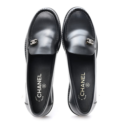 Chanel Calfskin Crystal CC Mocassin Loafers 39 Black 2 of 10