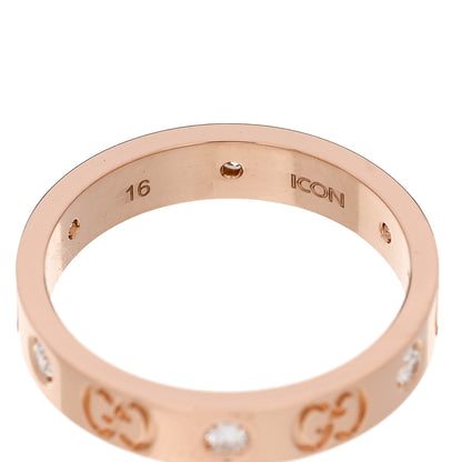 Gucci 18K Rose Gold Diamond Icon Band Ring 56 7.5 5 of 6