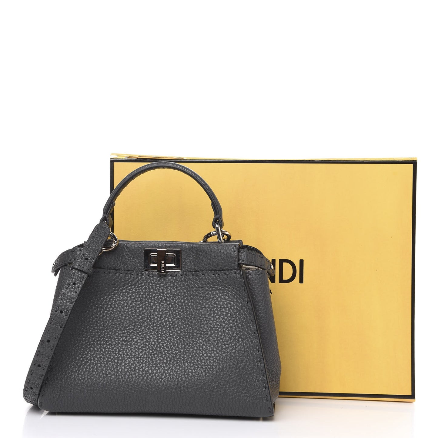 Cuoio Romano Selleria Bi-Color Mini Peekaboo Iconic Satchel Asfalto Latte