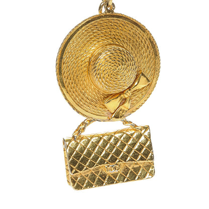 Chanel 2.55 Flap Bag Hat Necklace Gold 3 of 7