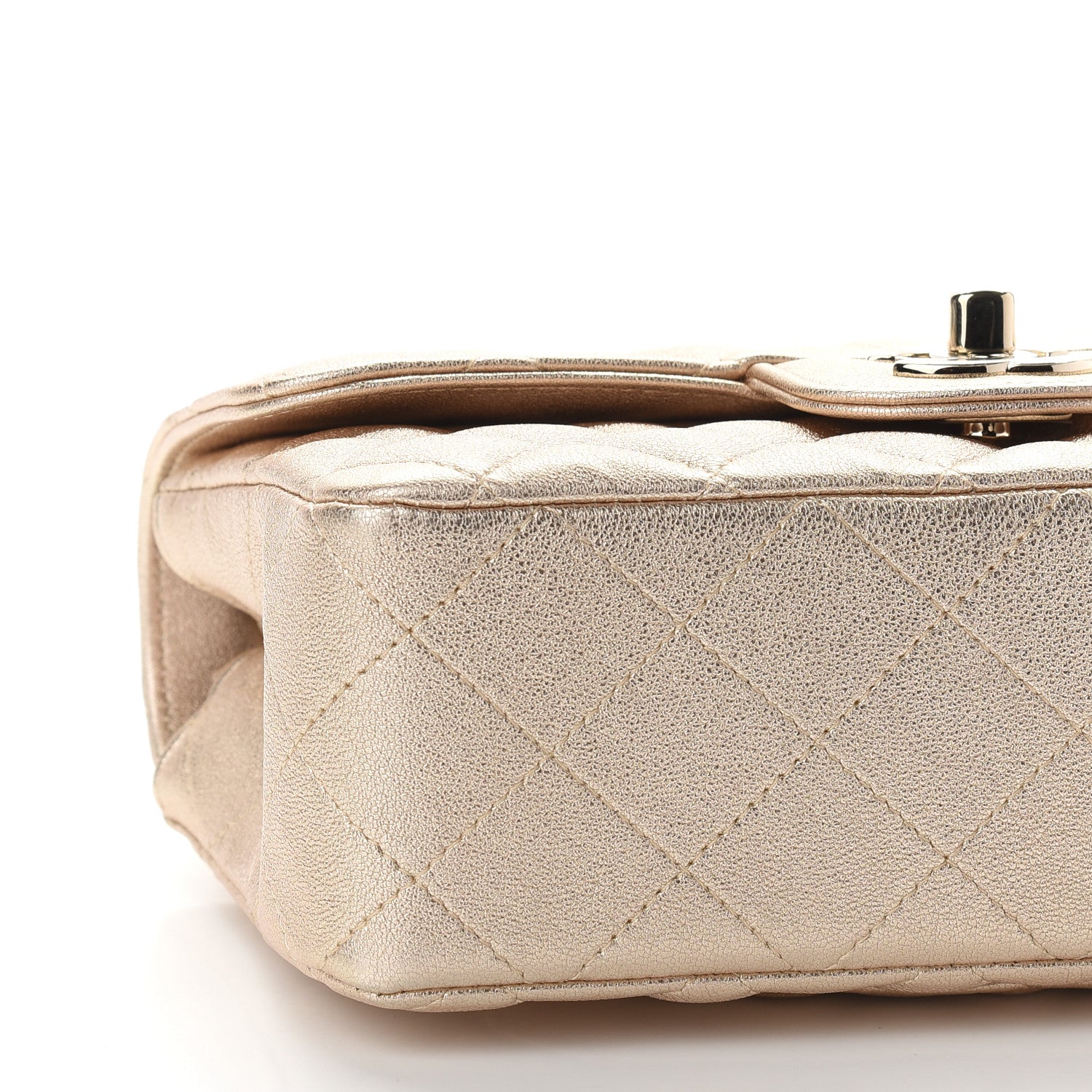Chanel Metallic Lambskin Quilted Mini Rectangular Flap Gold 8 of 9