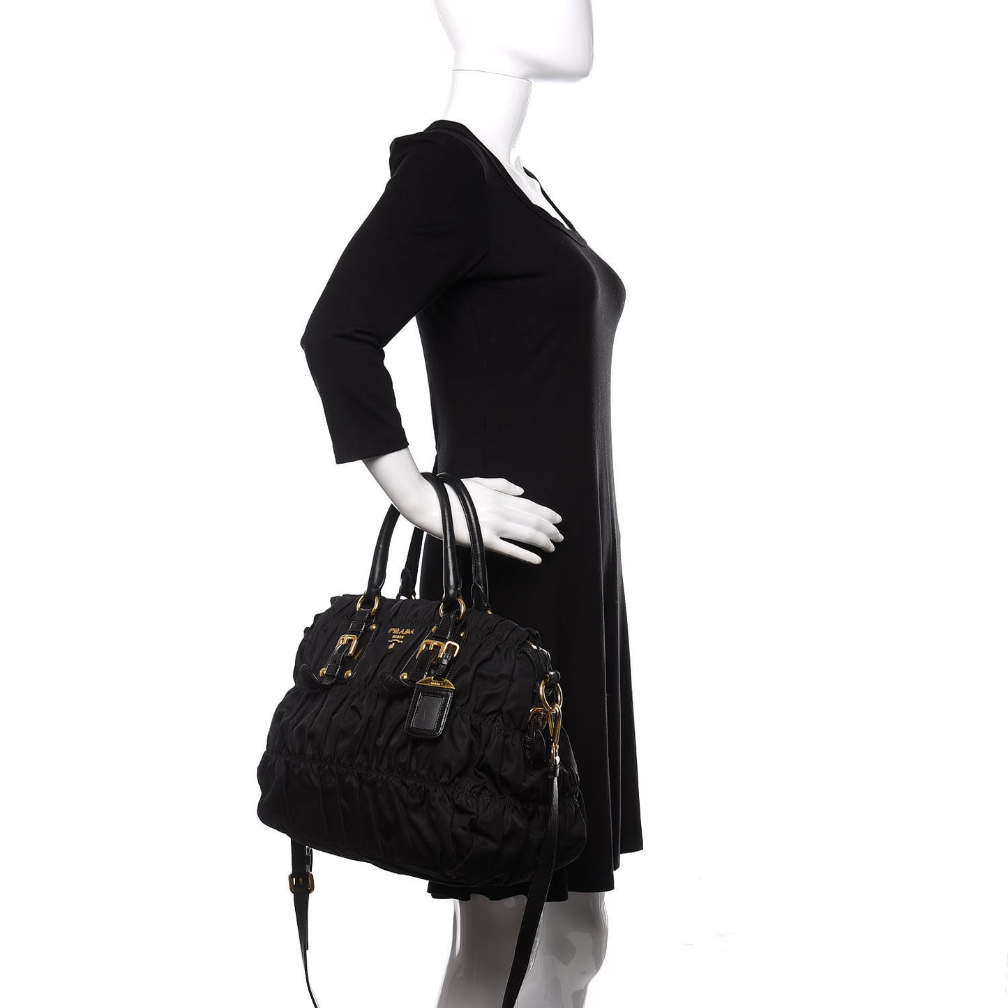 Tessuto Nylon Gaufre Tote Black