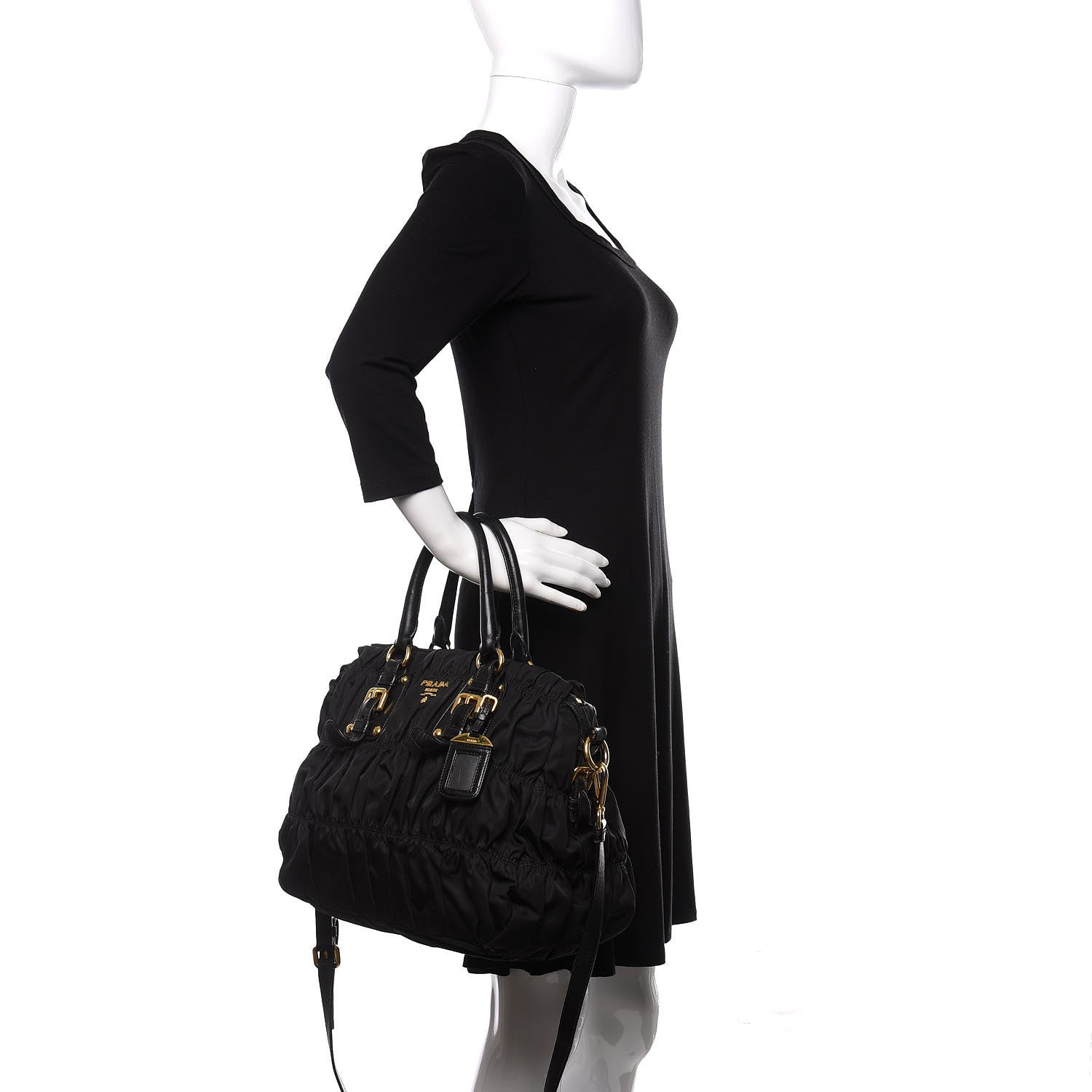 Prada Tessuto Nylon Gaufre Tote Black 3 of 16