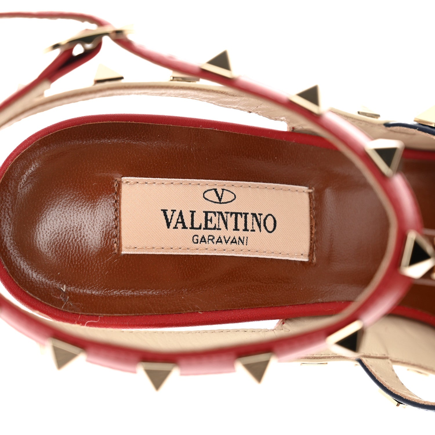 Valentino Garavani Calfskin Rockstud Ankle Strap 100mm Pumps 39 Rosso Valentino Ivory Pure Blue 7 of 9
