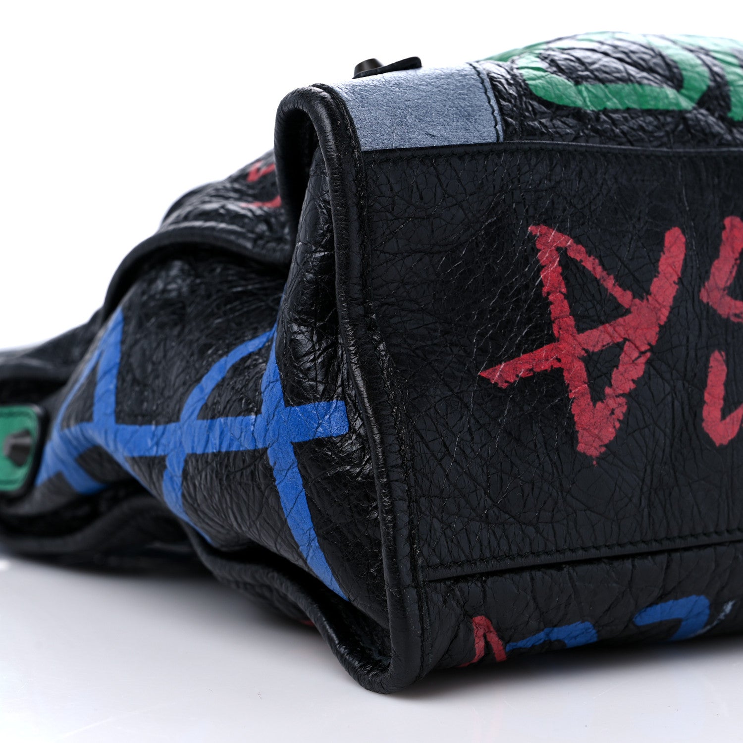 Balenciaga Agneau Graffiti All Over Classic Hardware City Black Vert Rouge 8 of 9