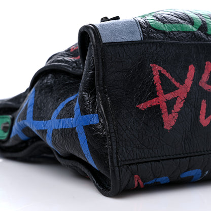 Balenciaga Agneau Graffiti All Over Classic Hardware City Black Vert Rouge 8 of 9