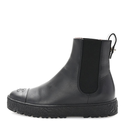 Chanel Calfskin Cap Toe CC Ankle Boots 40 Black 1 of 10