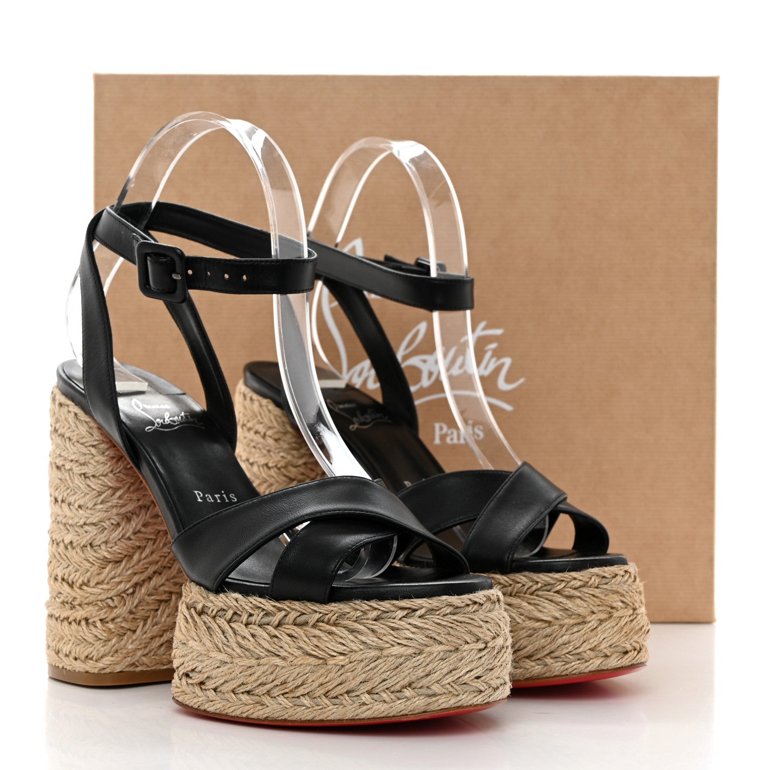 Christian Louboutin Goatskin Super Mariza 130 Espadrille Sandals 39 Black 8 of 8
