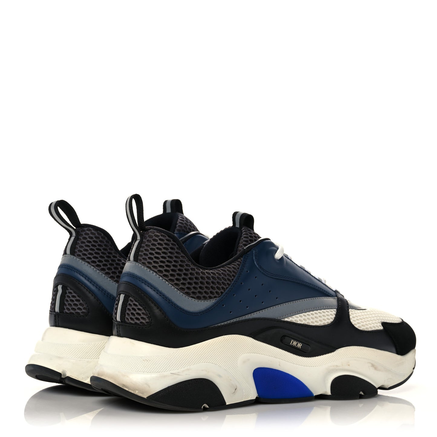 Technical Mesh Calfskin Mens B22 Sneakers 45 Blue Black