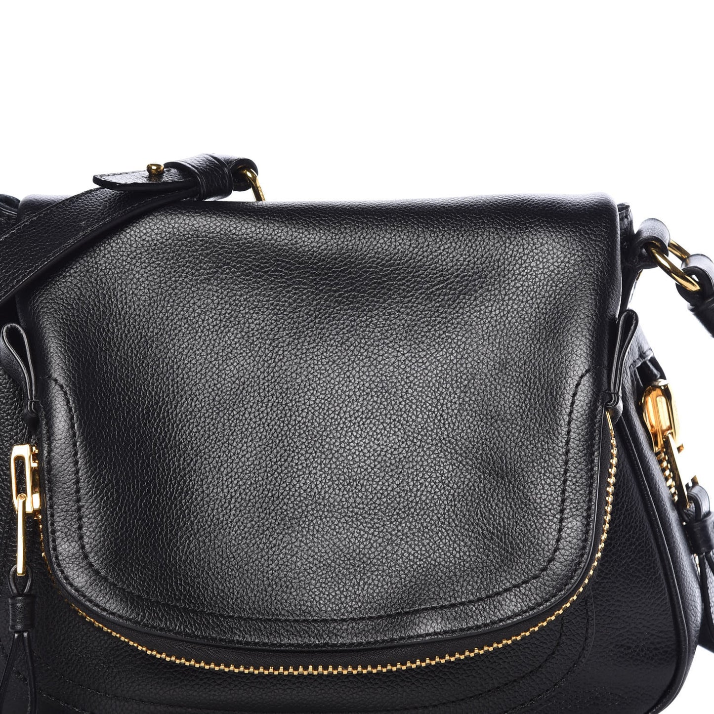 Grained Calfskin Medium Jennifer Crossbody Bag Black