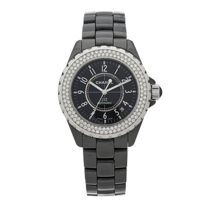 Chanel Stainless Steel Ceramic Diamond Pave Bezel 41mm J12 Automatic Watch Black 1 of 5