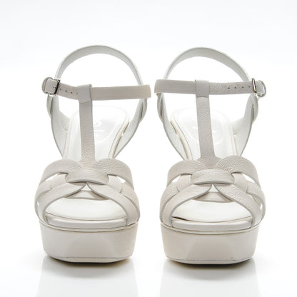 Saint Laurent Calfskin Tribute 75 Platform Sandals 37.5 Porcellana 2 of 7