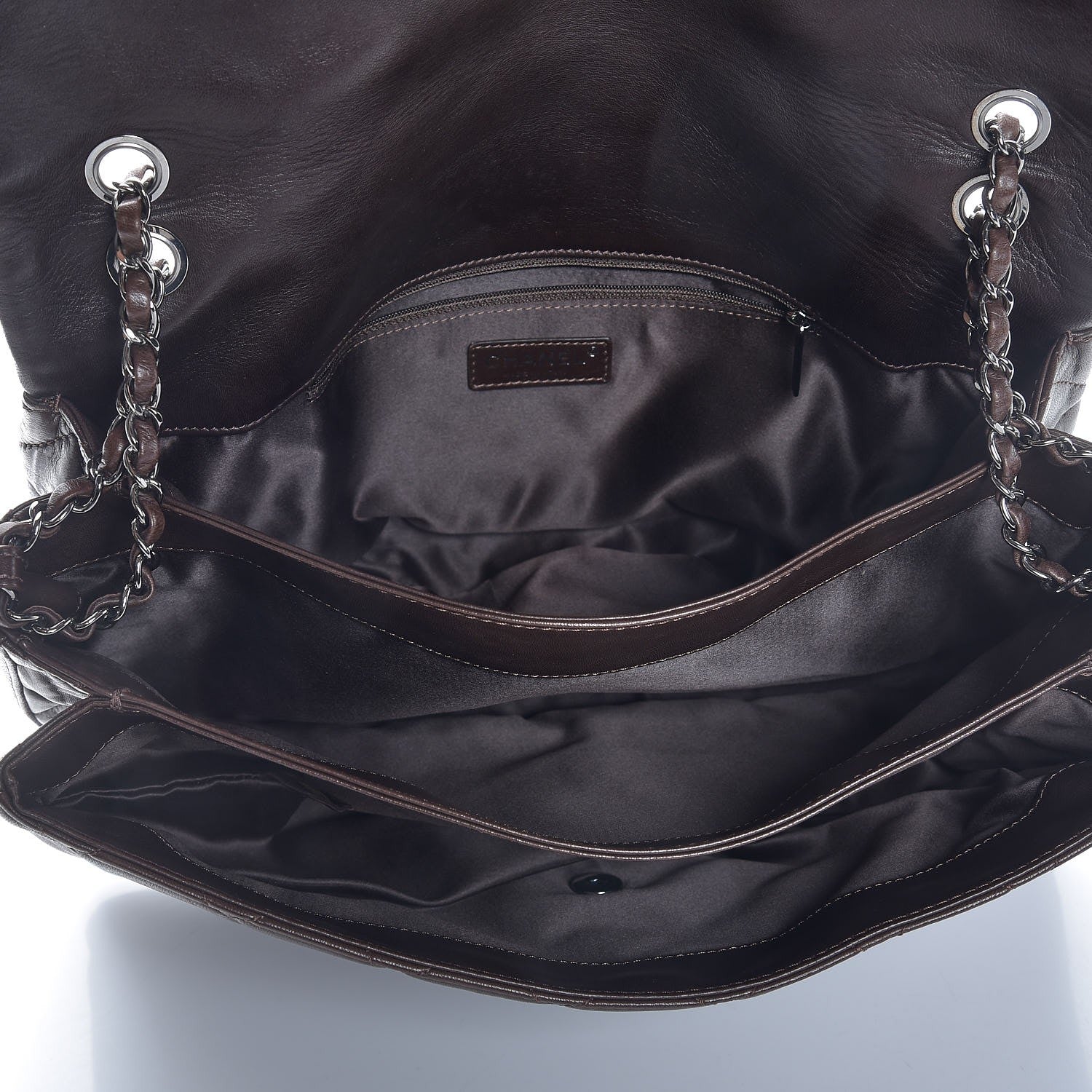 Chanel Lambskin Quilted Maxi 3 Flap Dark Brown 5 of 7