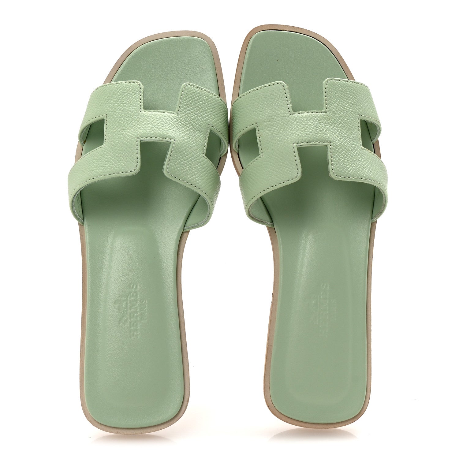 Hermes Epsom Oran Sandals 35 Vert Jade 2 of 10