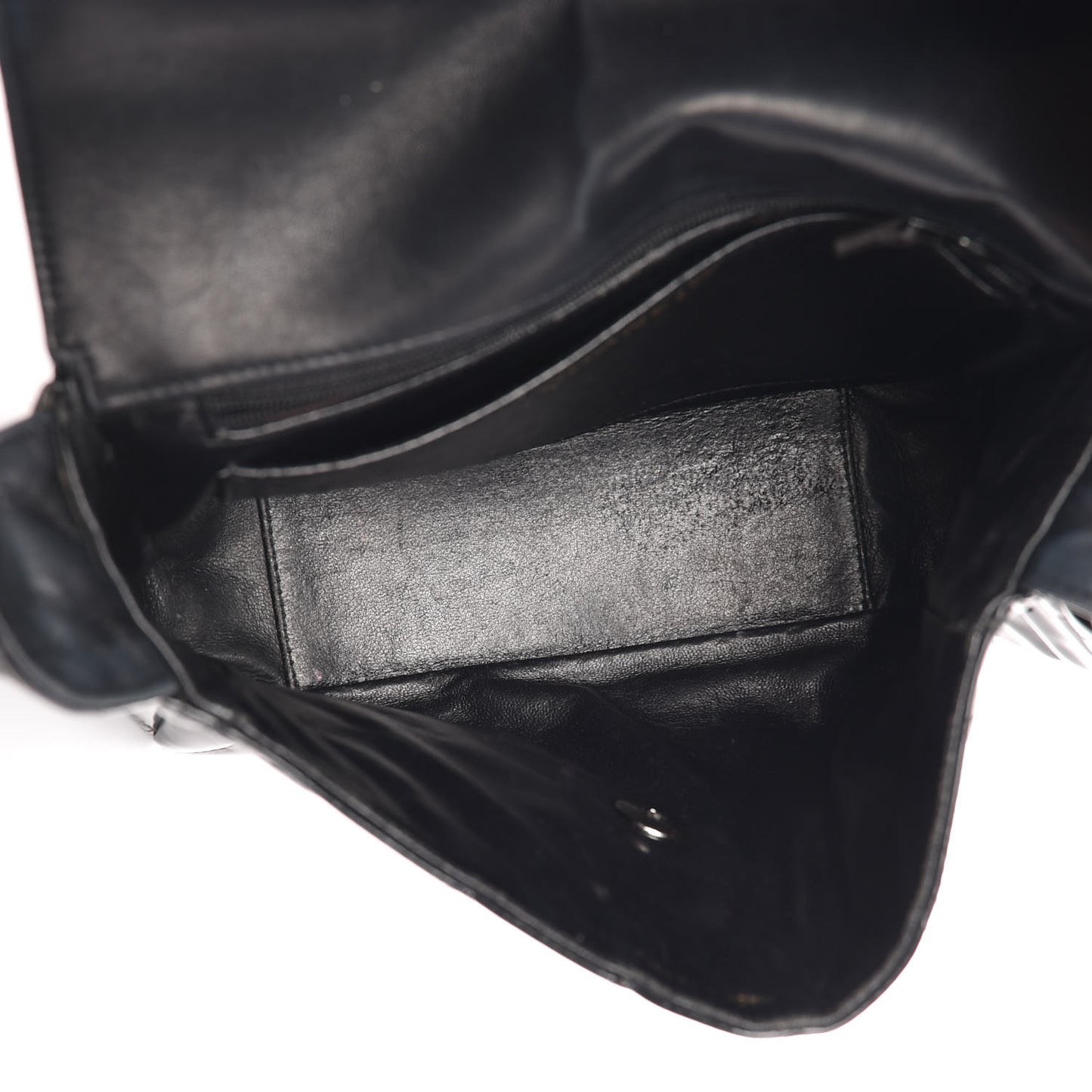 Patent Quilted Shoulder Flap Bag Black