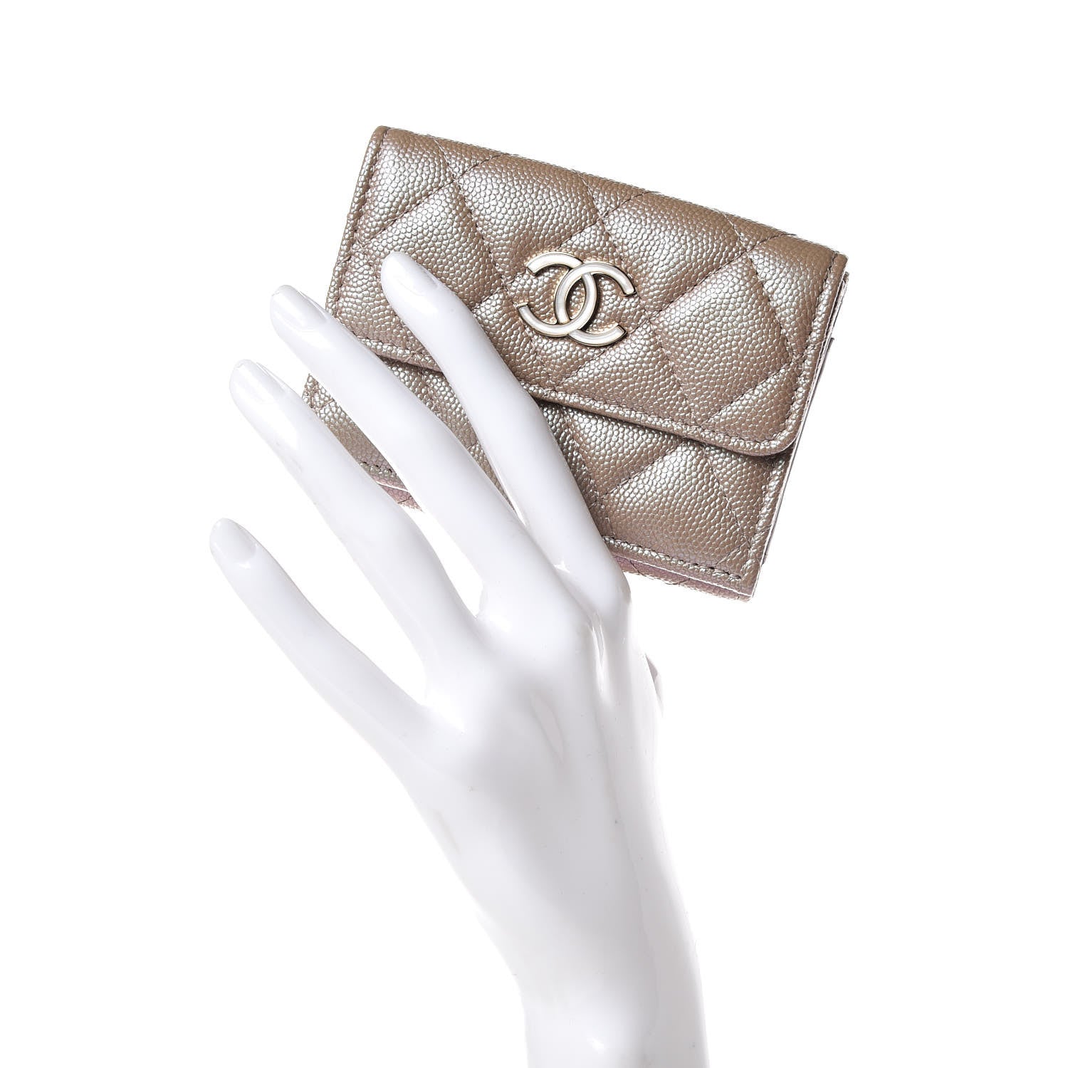 Chanel Iridescent Caviar Quilted Double Flap Wallet Beige 2 of 10