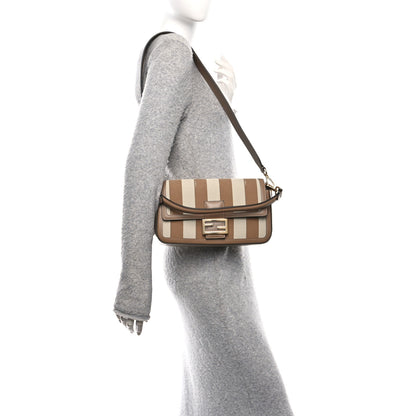 Fendi Canvas Pequin Striped Baguette Beige Sand 2 of 10