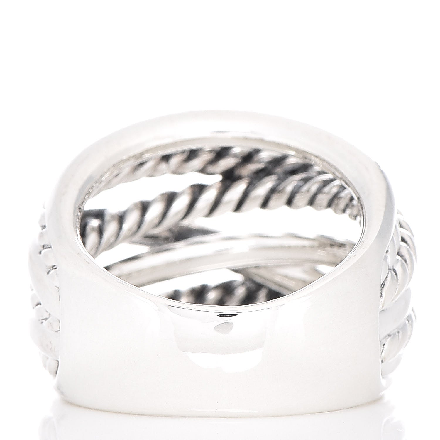 David Yurman Sterling Silver 18mm Wide Crossover Cable Ring 53 6.5 4 of 5
