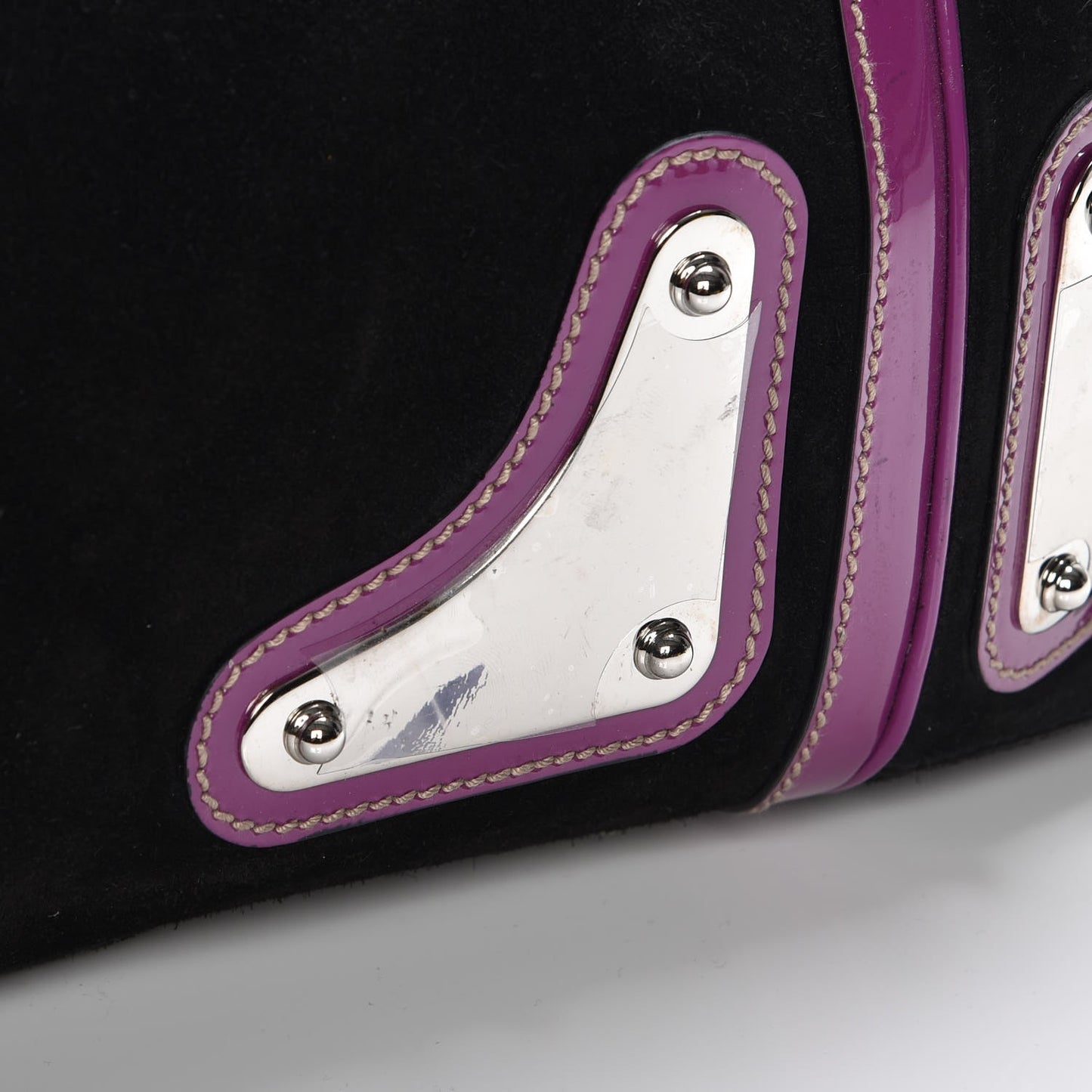 Suede Race Medium Top Handle Tote Black