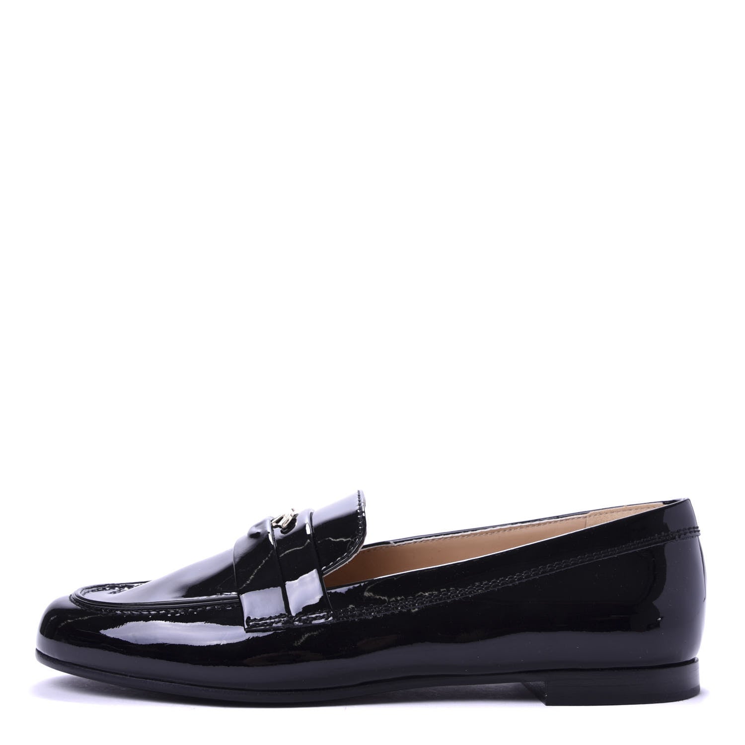 Chanel Patent CC Mocassin Loafers 39 Black 1 of 10