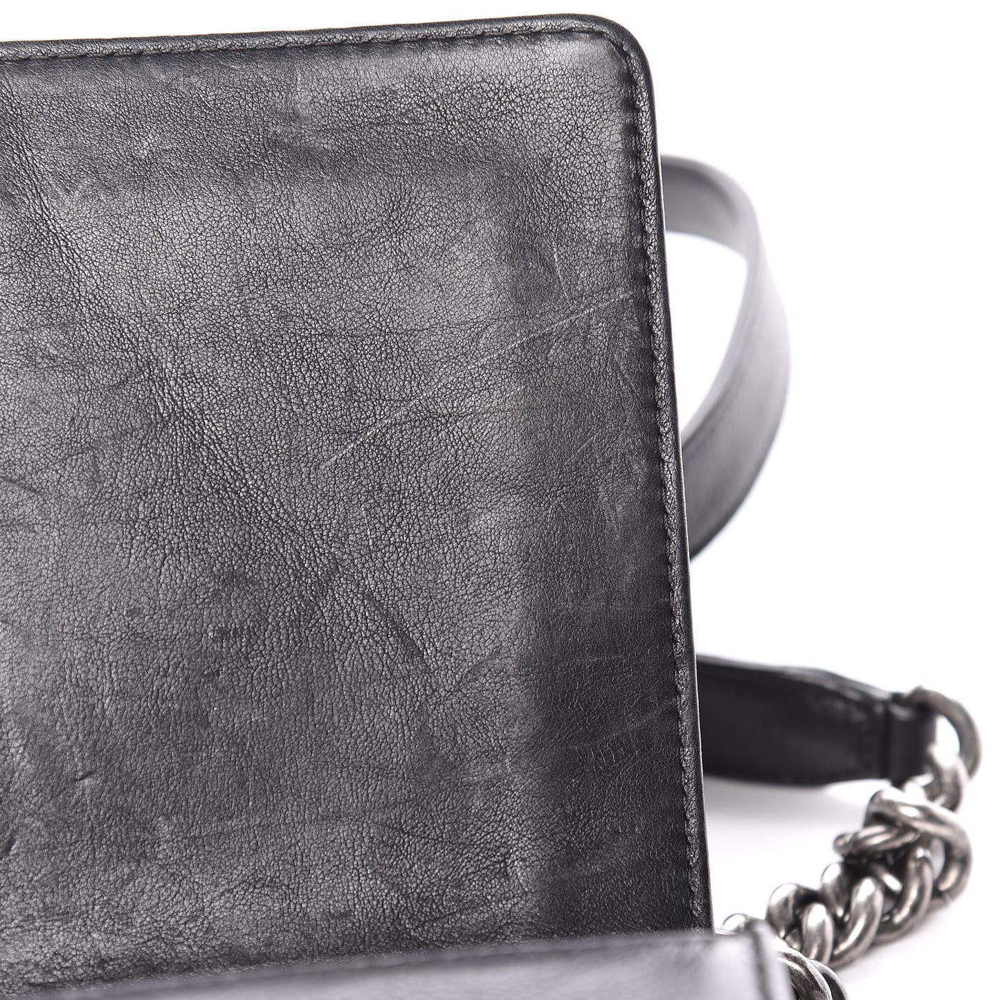 Calfskin Crystal Embossed Medium Boy Flap Black