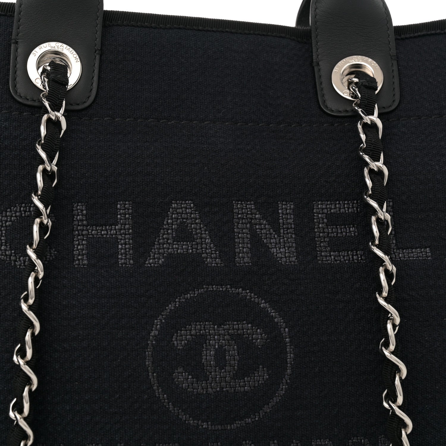 Chanel Mixed Fibers Medium Deauville Tote Dark Blue 9 of 13