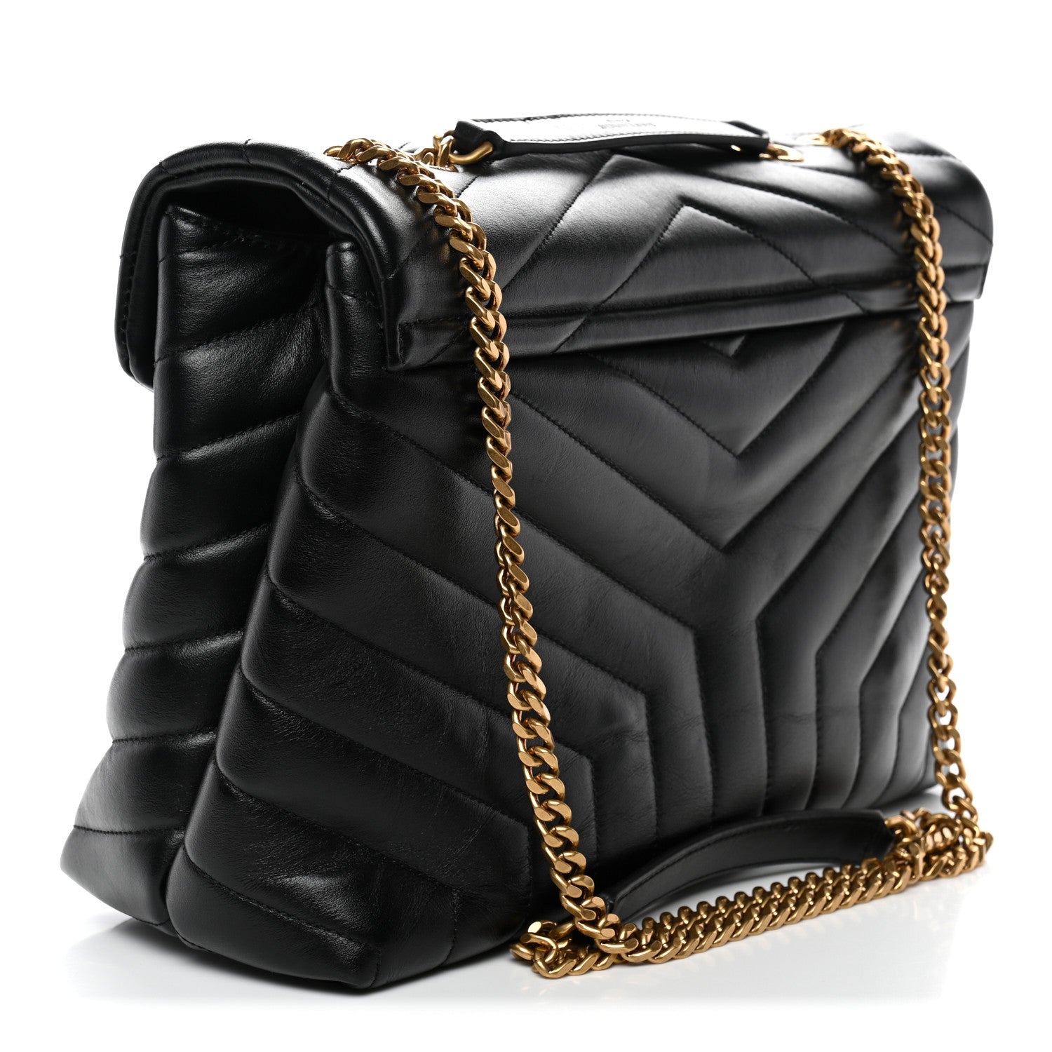 Saint Laurent Calfskin Y Quilted Monogram Medium Loulou Chain Satchel Black 3 of 11