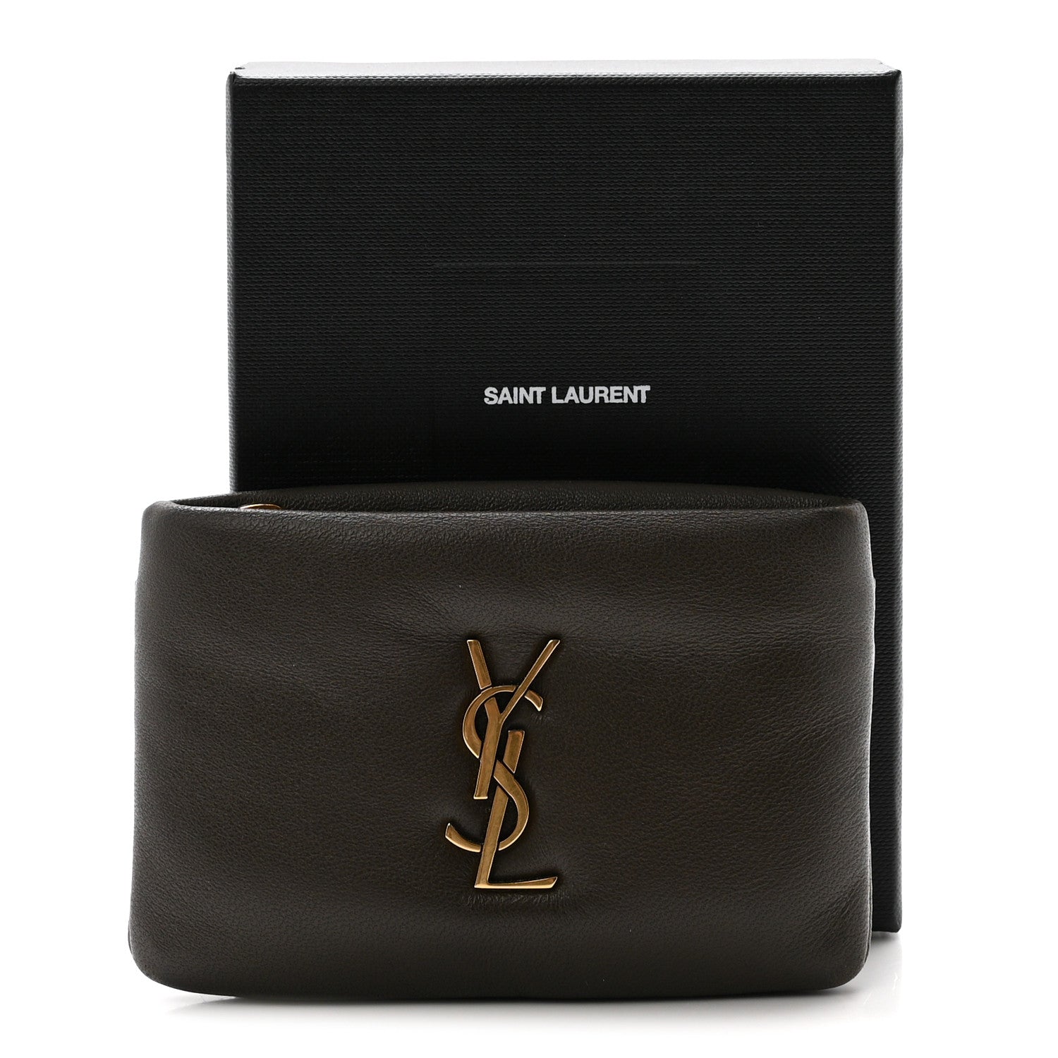 Saint Laurent Padded Lambskin Monogram Zip Card Holder Light Musk 7 of 7