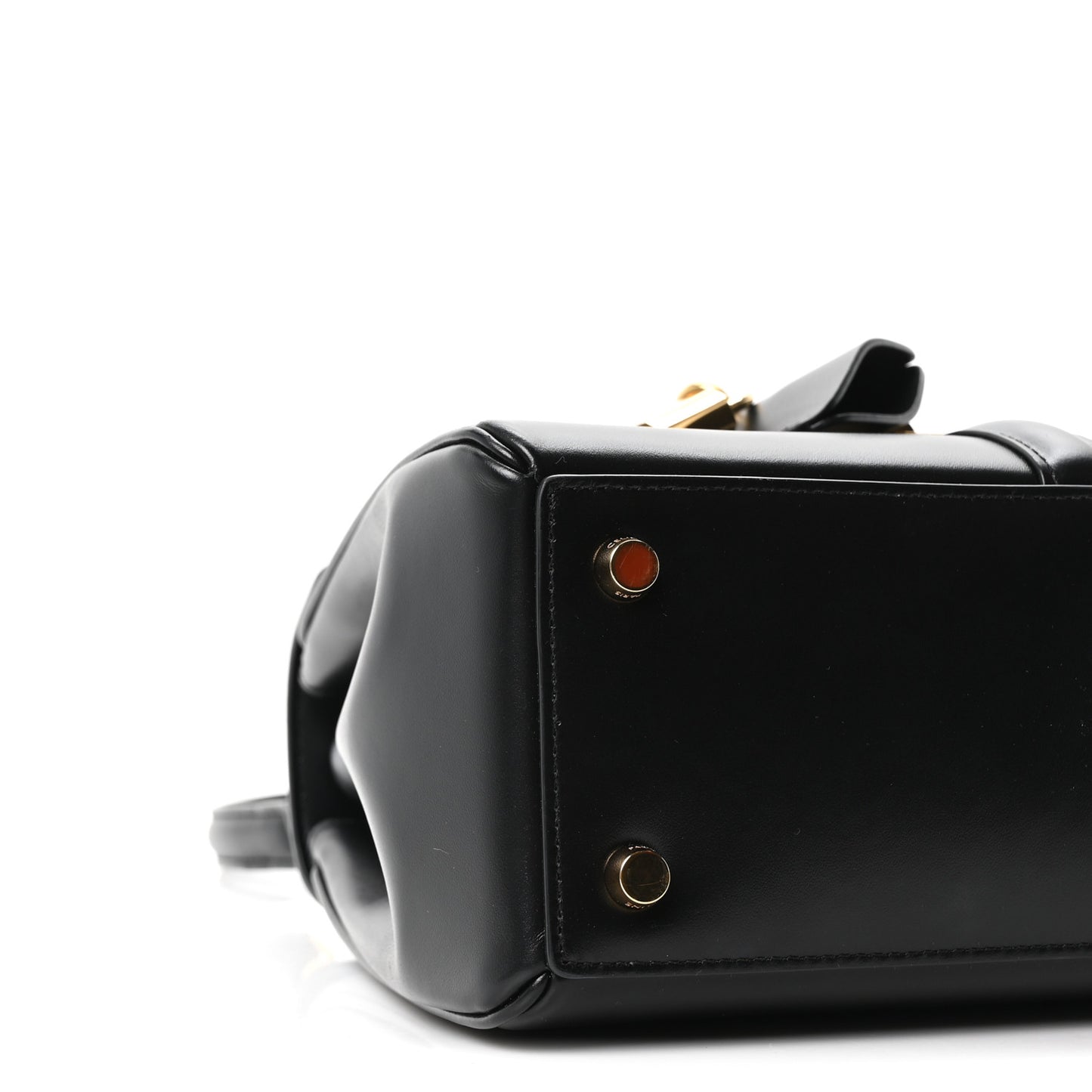 Satinated Calfskin Mini 16 Top Handle Bag Black