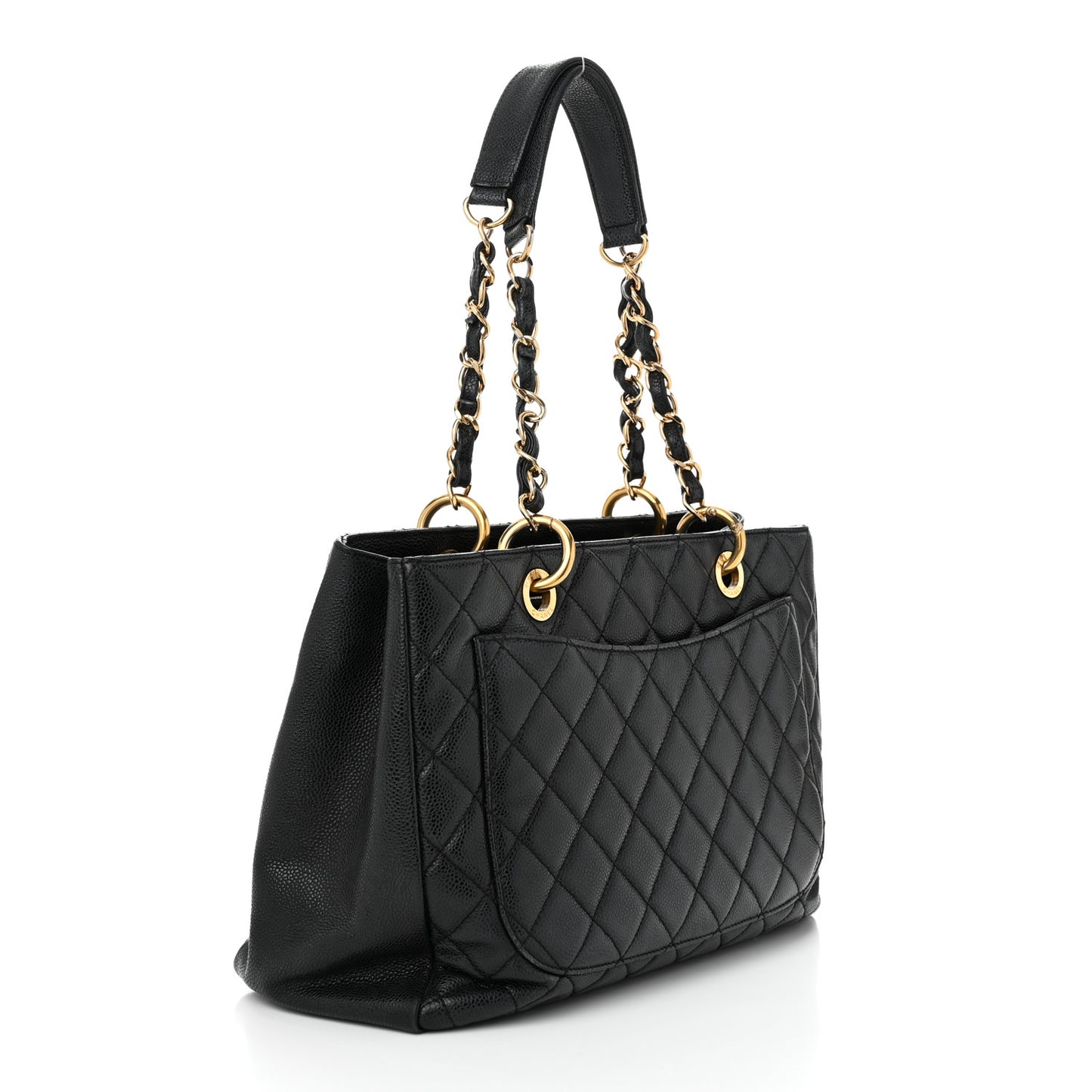 Caviar Quilted Grand Shopping Tote GST Black