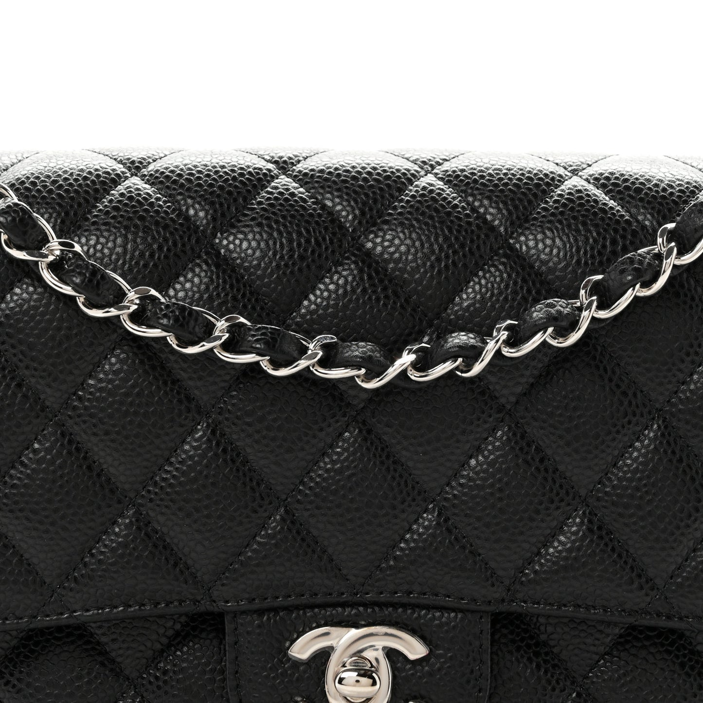 Caviar Quilted Medium Double Flap Black