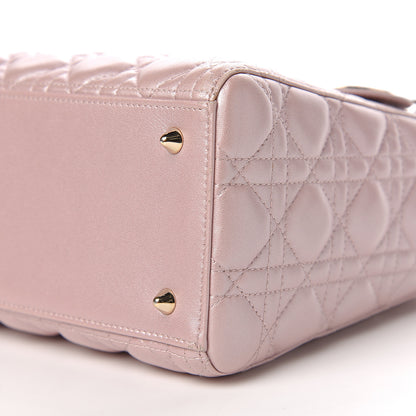 Christian Dior Pearly Lambskin Cannage Medium Lady Dior Lotus 10 of 12