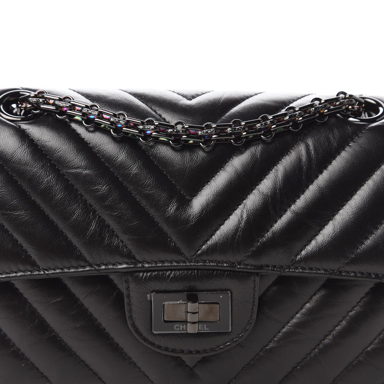 Chanel Aged Calfskin Chevron Quilted 2.55 Reissue Mini Flap So Black 10 of 11