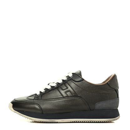 Hermes Metallic Nappa Womens Trail Sneakers 36 Black 1 of 13