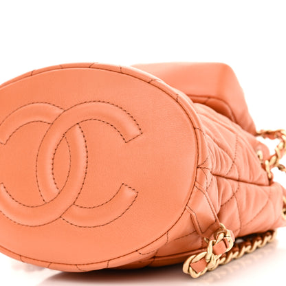 Chanel Calfskin Quilted Small CC Chain Bucket Backpack Orange 10 of 10