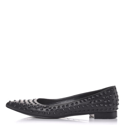 Saint Laurent Calfskin Studded Paris Ballerina Flats 37 Black 1 of 10
