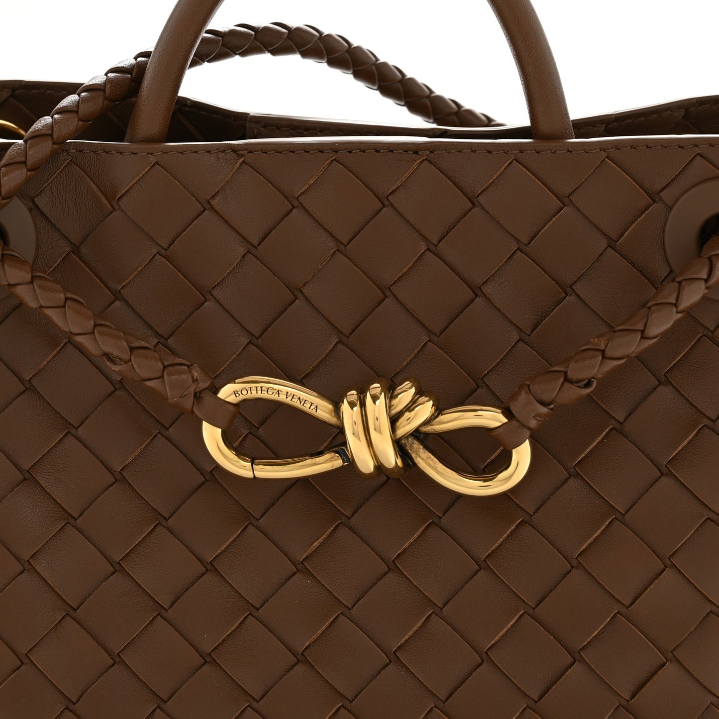 Nappa Intrecciato Small Andiamo Shoulder Bag Cognac