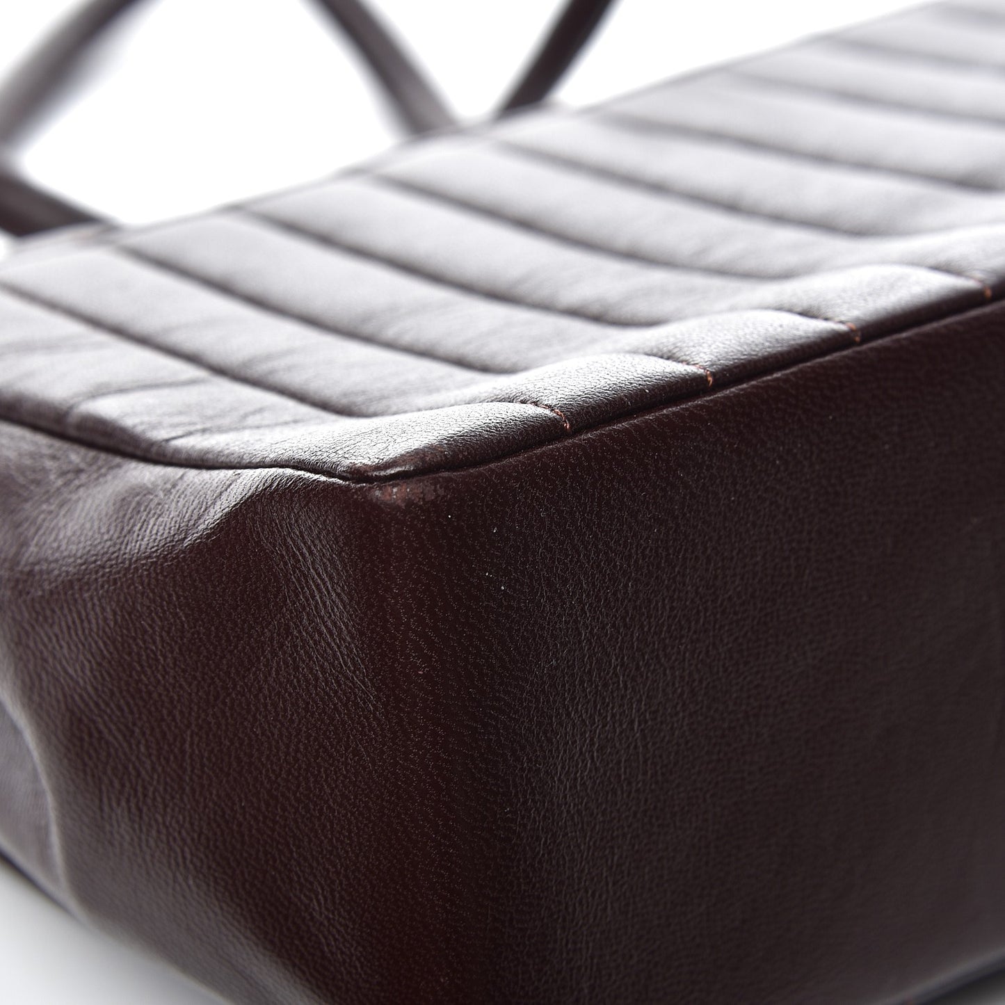 Lambskin Vertical Quilt Medium Flap Brown
